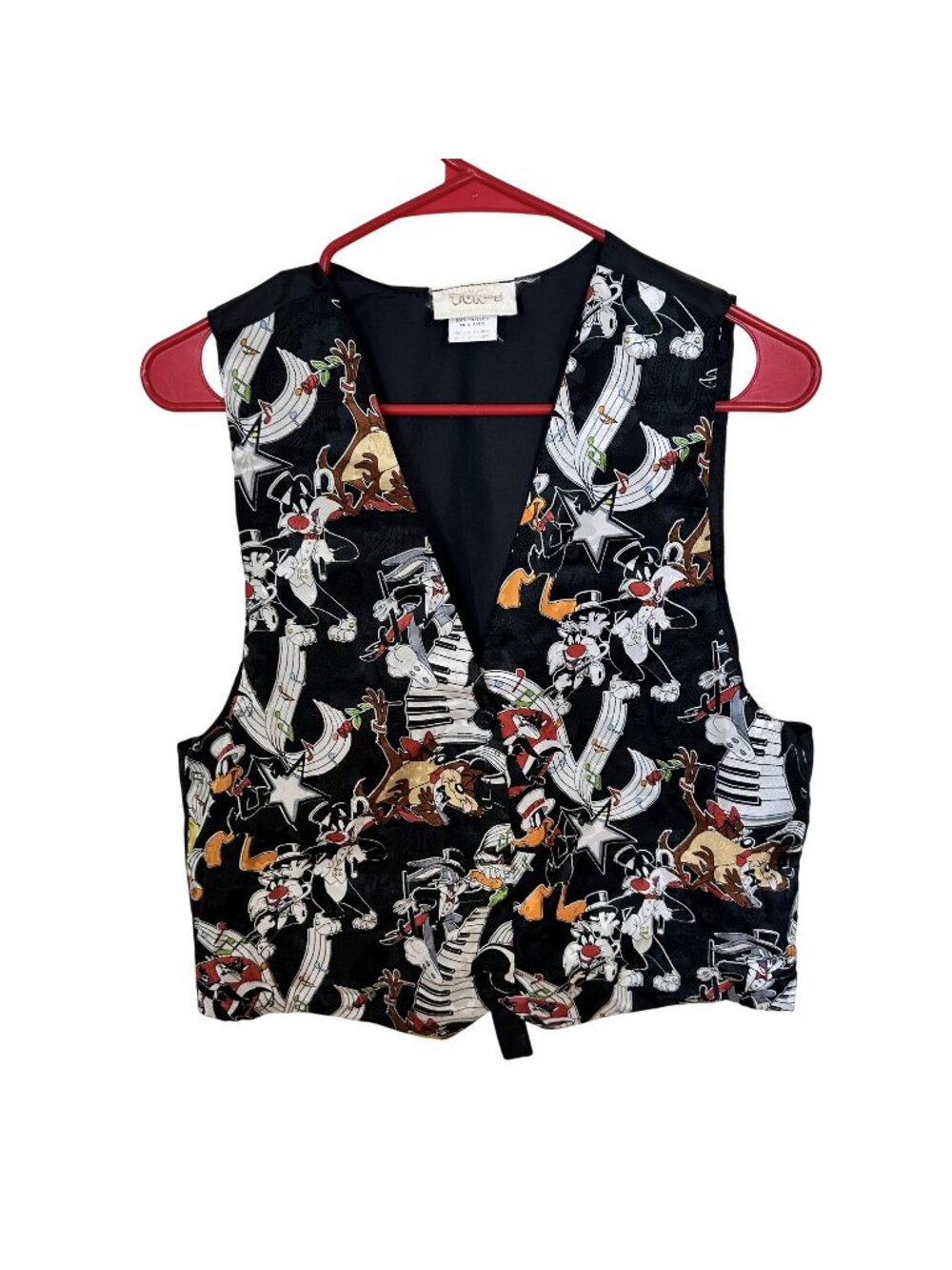 Looney Tunes Cartoon Music Character Vest One Size Polyester Black